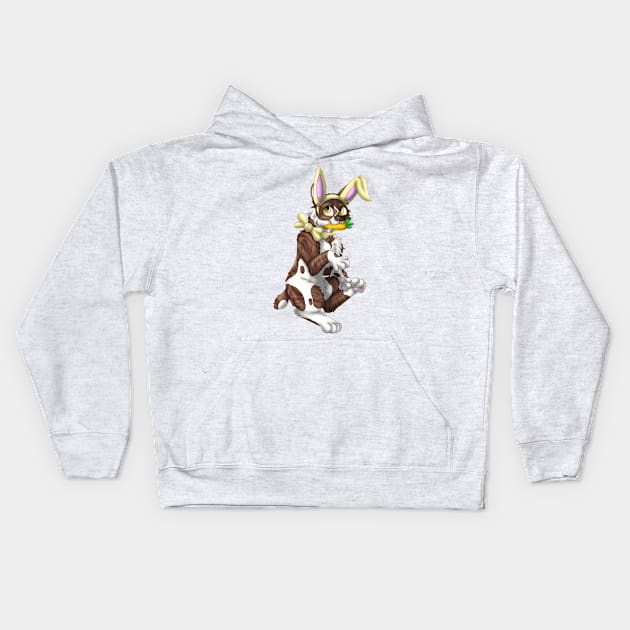 Bobtail BunnyCat: Chocolate Bicolor Tabby (Yellow) Kids Hoodie by spyroid101